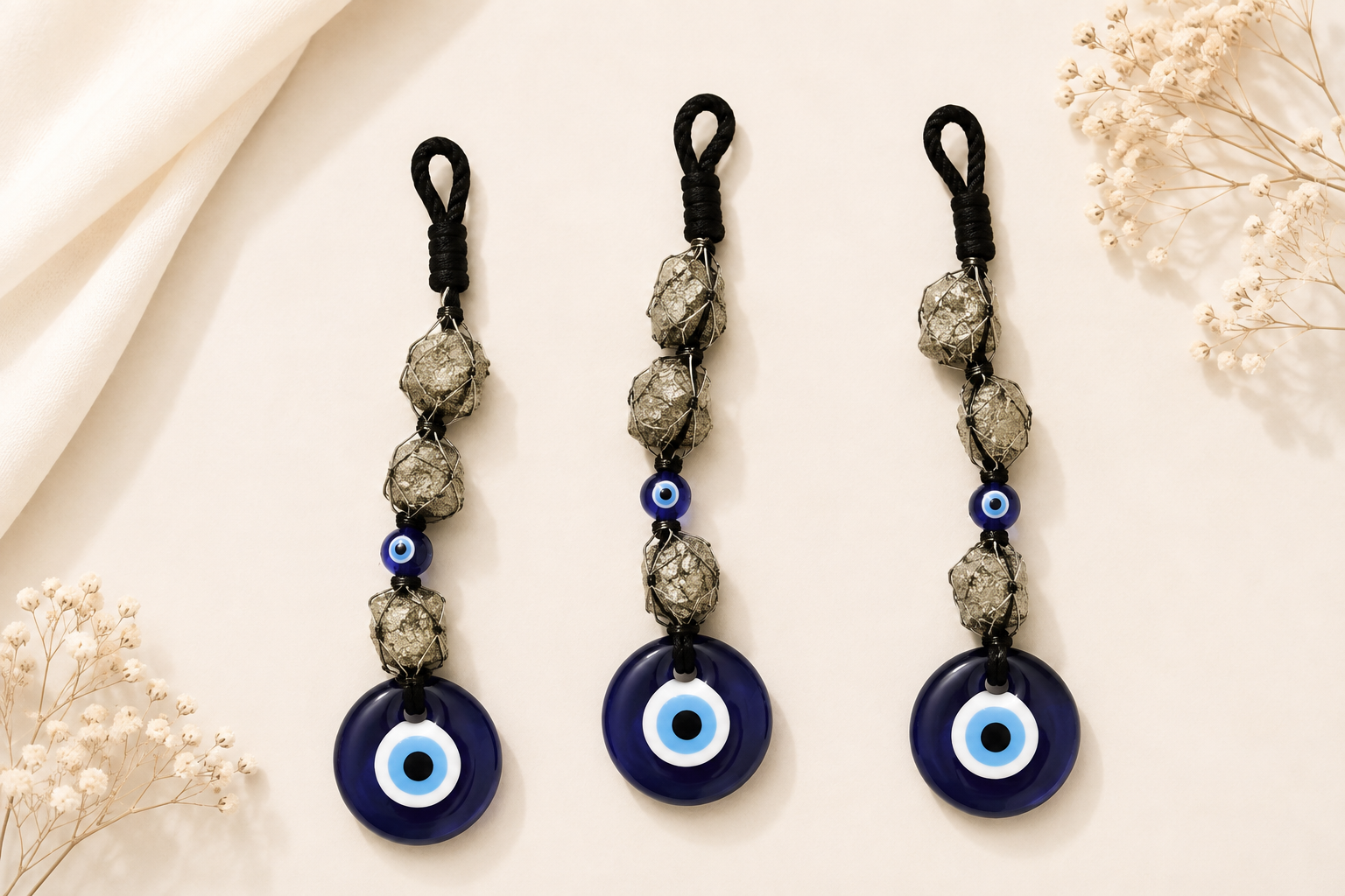 Pyrite with Evil Eye Hanging (Petite)